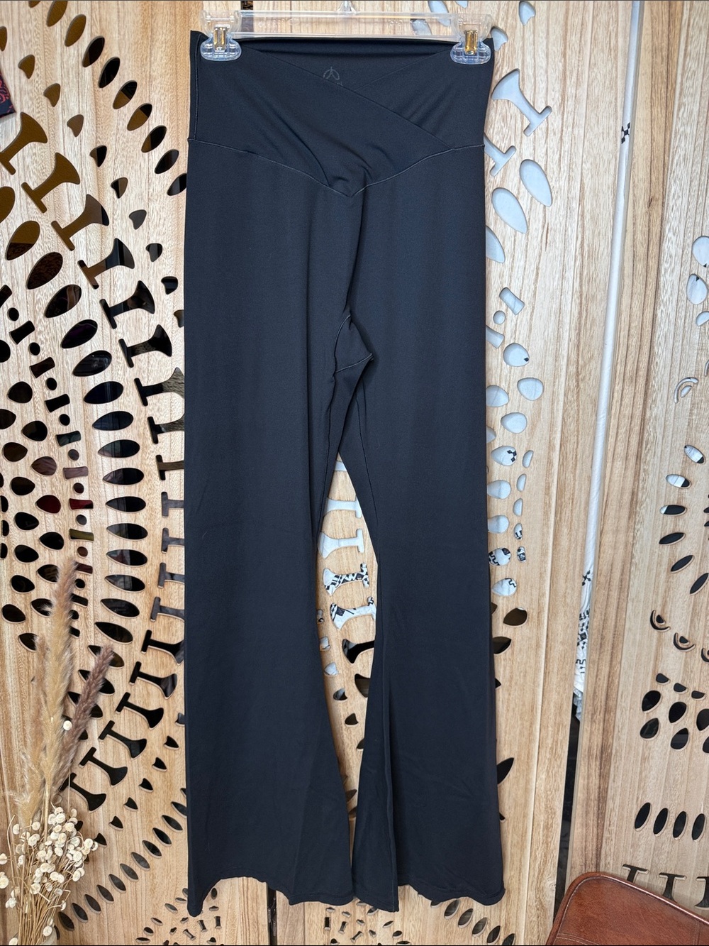 Women's Black Flared High-Waist Leggings